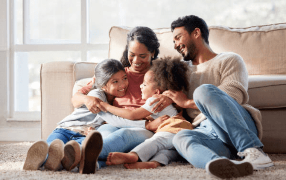 Happy family after avoiding foreclosure